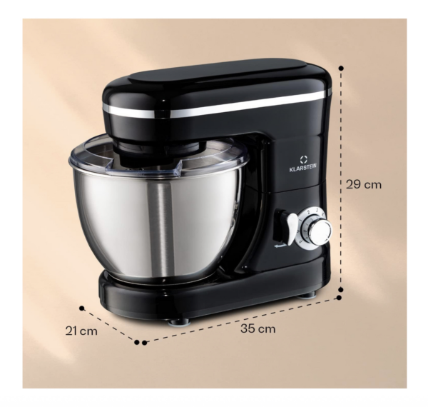 Amazon.de Klarstein Bella Kuechenmaschine Knetmaschine mit 6 Geschwindigkeitsstufen Ruehrmaschne aus Edelstahl Pulsfunktion 5